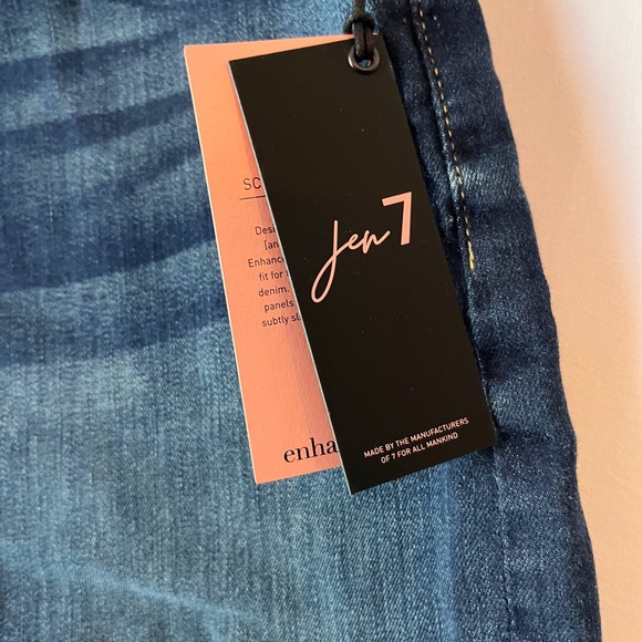 NWT Jen7 by 7 for All Mankind Raw Hem Mid Denim Shorts W/ Sculpting Panel - Picture 3 of 12